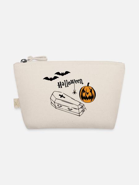 Halloween Kürbis Silhouette - Bio-Täschchen - Natur - Vorne