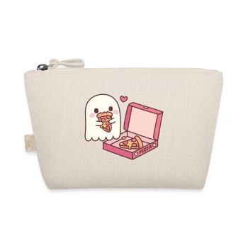 Cute Ghost Eating Pizza Funny - Organic Pouch - nature - Front