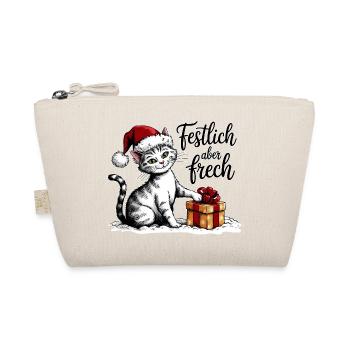 Weihnachts Katze – lustiges Wintermotiv - Bio-Täschchen - Natur - Vorne