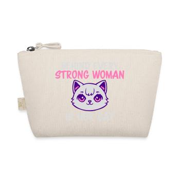 Behind Every Strong Woman Is Her Cat Spruch Katze - Organic Pouch - nature - Front