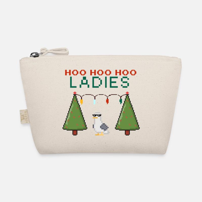 HooHooHoo Damen Pixel Weihnacht - Bio-Täschchen - Natur