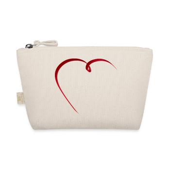 Delicate red ribbon in an elegant heart shape - Organic Pouch - nature - Front