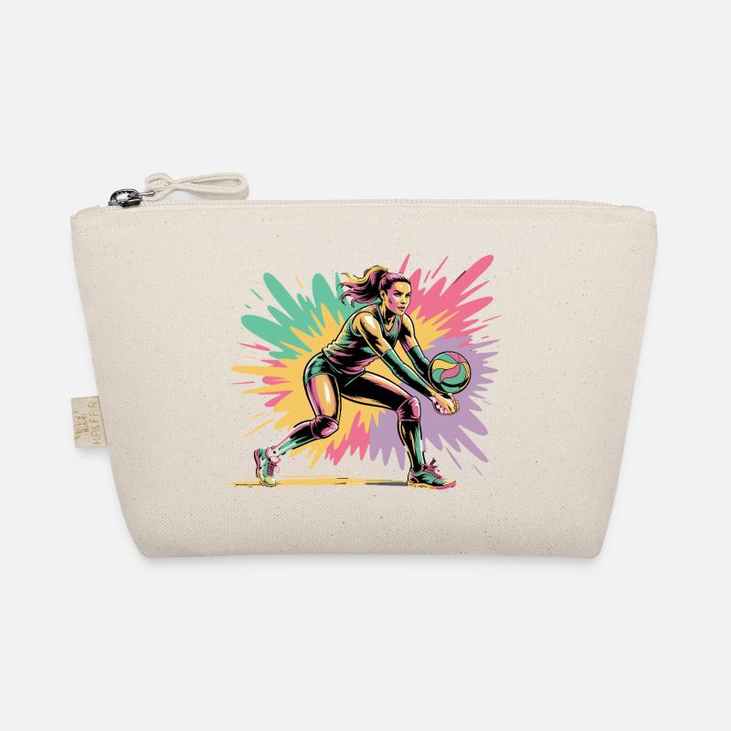 Volleyball player digging colorful volleyball Organic Pouch