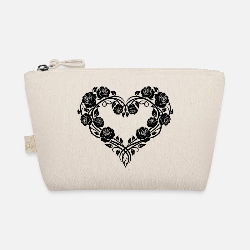 Rosen Herz Ornament – Romantisches Floral Design Bio-Täschchen
