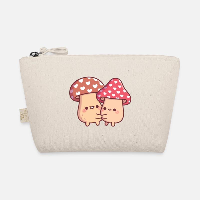 Couple mignon de champignons en forme de champignon qui s’enlaçoit Trousse biologique