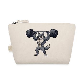 Starker Husky mit Hantel Fitness Bodybuilding - Bio-Täschchen - Natur - Vorne