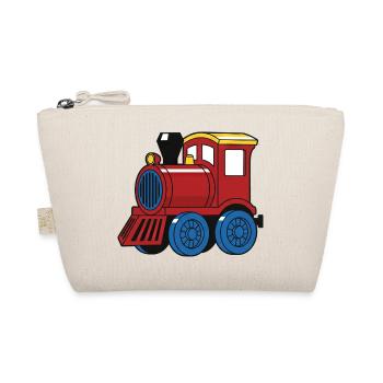 Cute Railway Locomotive Steam Locomotive for Kids - Organic Pouch - nature - Front