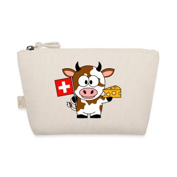 Kuh mit Schweizer Flagge Käse - Bio-Täschchen - Natur - Vorne