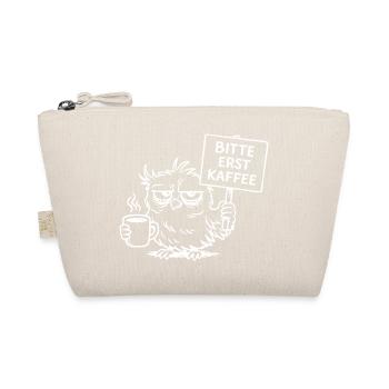 Bitte erst Kaffee – Müde Eule mit Kaffeetasse - Bio-Täschchen - Natur - Vorne
