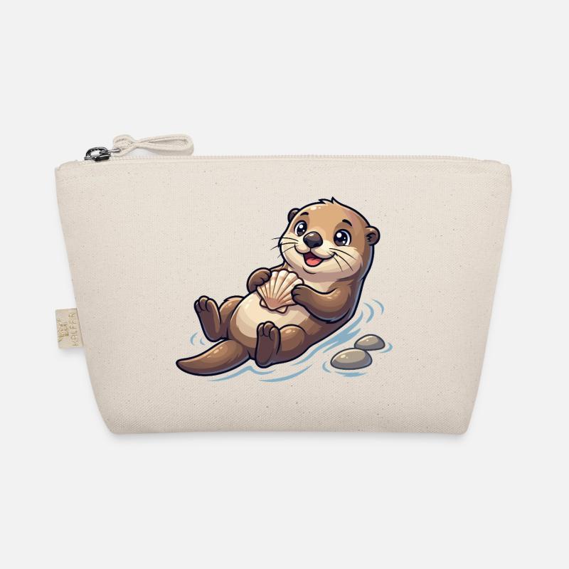 Otter with seashell on the beach Organic Pouch