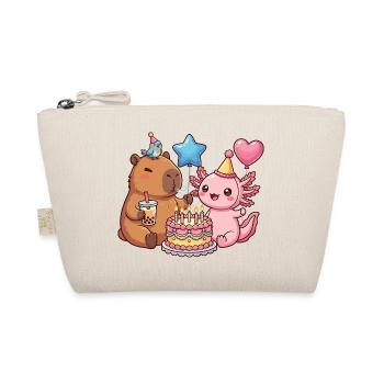Capybara Axolotl Bird Birthday Party - Organic Pouch - nature - Front