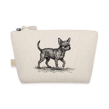 Chihuahua Sketch – Minimalistisches Hund Design - Bio-Täschchen - Natur - Vorne