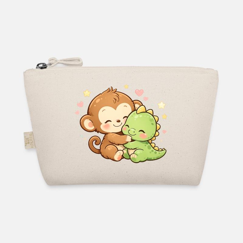 Süßer Affe & Baby Dino kuscheln Bio-Täschchen
