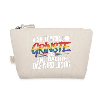 Als Gott mich schuf grinste er – Pride Humor - Bio-Täschchen - Natur - Vorne