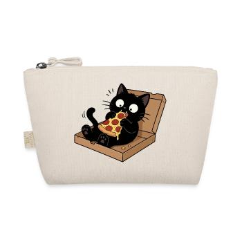Black cat enjoying pizza - Organic Pouch - nature - Front