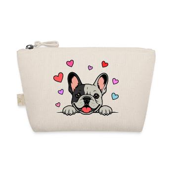 Französische_Bulldogge_Pfoten_mit_Herz_schwatzwei ß - Organic Pouch - nature - Front