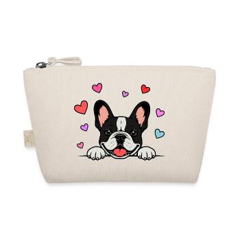 Französische_Bulldogge_Pfoten_mit_Herz_schwarz - Organic Pouch - nature - Front