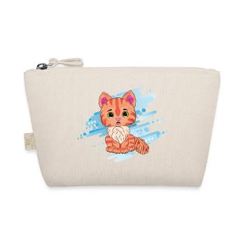 Süße orangefarbene Katze mit Schal - Bio-Täschchen - Natur - Vorne