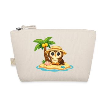 Owl in Island Paradise with Straw Hat - Organic Pouch - nature - Front