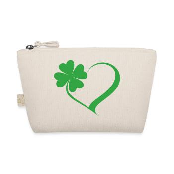 Green Shamrock Heart Design - Organic Pouch - nature - Front