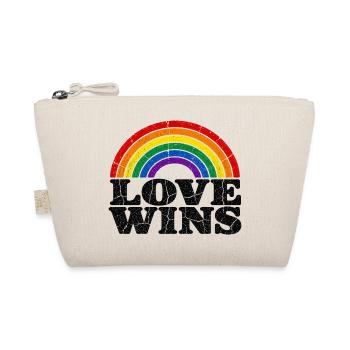 Love Wins Regenbogen CSD Vintage Spruch - Bio-Täschchen - Natur - Vorne