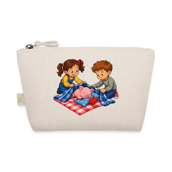 Motif de sieste de cochon avec enfants câlins - Trousse biologique - nature - Devant