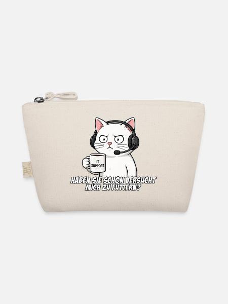 IT Support Katze mit Kaffee - Bio-Täschchen - Natur