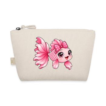 Kawaii Pink Fish mit Schleife und Herzen - Bio-Täschchen - Natur - Vorne