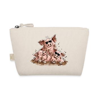Schweine Sonnenbrille Matsch Schwein Tierhumor - Bio-Täschchen - Natur - Vorne