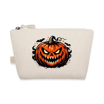 Grimmiges Kürbisgesicht Halloween - Bio-Täschchen - Natur - Vorne