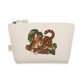 Bengal-Katze auf Baumstamm-Dschungel-Illustration - Bio-Täschchen - Natur - Vorne
