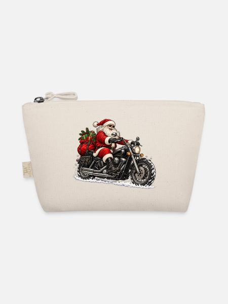 RobVibe Weihnachtsmann auf Motorrad - Bio-Täschchen - Natur