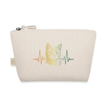 Herzschlag Katze EKG Puls Katzenliebe - Bio-Täschchen - Natur - Vorne