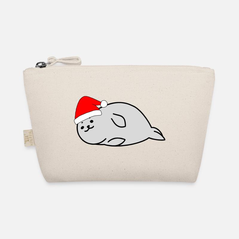 Weihnacht-Robbe / Christmas-Seal - Bio-Täschchen - Natur