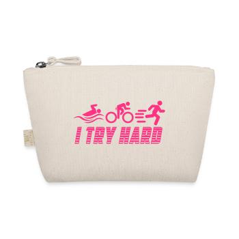 Triathlon - I Try Hard | Farbe änderbar - Bio-Täschchen - Natur - Vorne