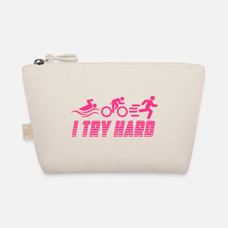 Triathlon - I Try Hard | Farbe änderbar Bio-Täschchen