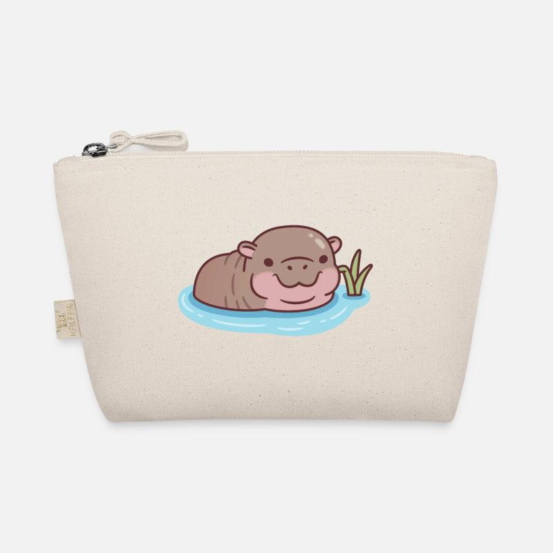 Cute Pygmy Hippo Chilling In River Organic Pouch