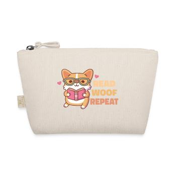 Niedlicher Corgi mit Brille Wuffwiederholung lesen - Bio-Täschchen - Natur - Vorne