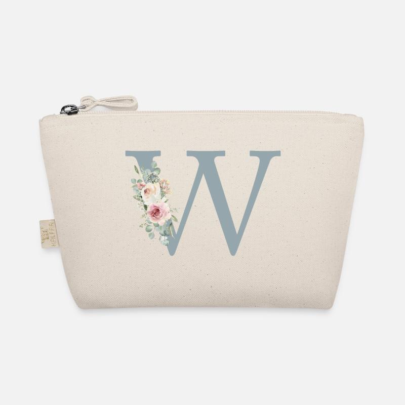W| Monogramme | Eucalyptus Pastel Fleur Bleu Trousse biologique