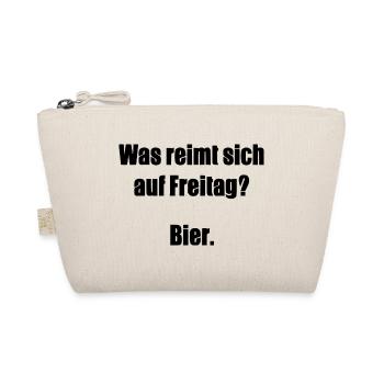 Was reimt sich auf Freitag? Bier. - Bio-Täschchen - Natur - Vorne