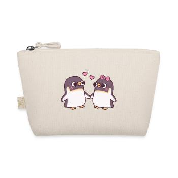 Niedliches Pinguin-Paar mit Flossen - Bio-Täschchen - Natur - Vorne