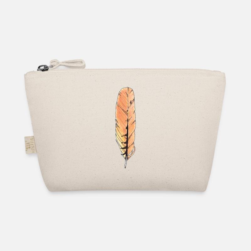 Große Feder Orange Handgezeichnet (Rotmilan) - Bio-Täschchen - Natur