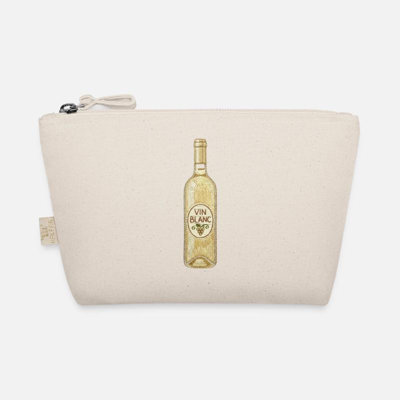 Bouteille de vin blanc dans un aspect brodé (imprimé) Trousse biologique