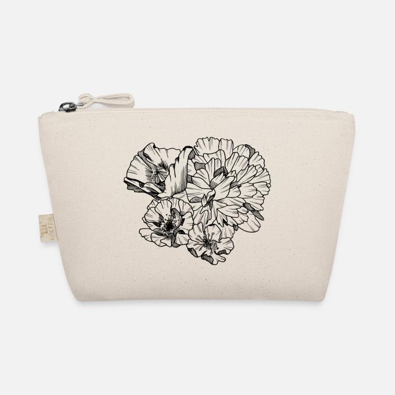 Engraved flowers - Organic Pouch - nature