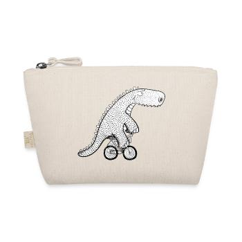 Happy Dino On Bike I Bike Crocodile I Cyclist - Organic Pouch - nature - Front