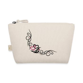 Two hearts with Tribal Tattoo ornament. - Organic Pouch - nature - Front