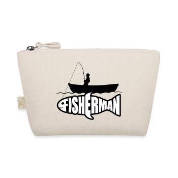 boat silhouette angler fisherman logo fischermann sea - Organic Pouch - nature - Front
