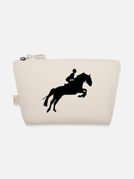 pferd reiten reiterin silhouette - Bio-Täschchen - Natur