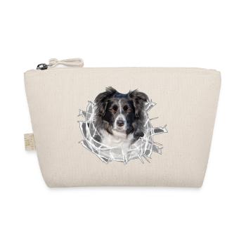 Border Collie im *Glas-Loch* - Bio-Täschchen - Natur - Vorne