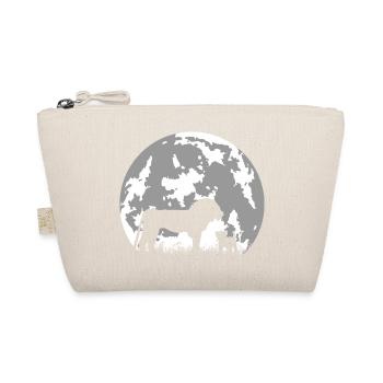 lion and his lion cub in front of full moon - nature - Organic Pouch - nature - Front